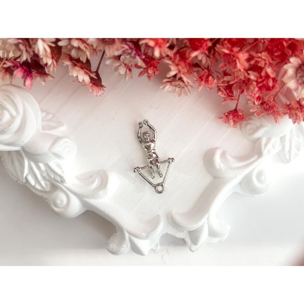 Gymnast | Acrobatic Man Silver Toned Teeny Tiny Figural Vintage Pendant | Charm - Picture 10 of 11
